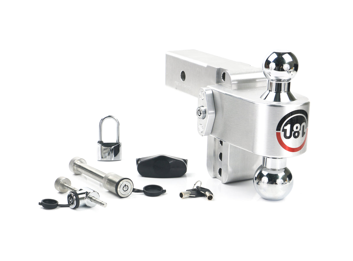 180 Hitch Chrome Ball 4" Drop Hitch with 2.5" Shank- Keyed Alike WS05, WS11, WS12 Included - CTB4-2.5-SET