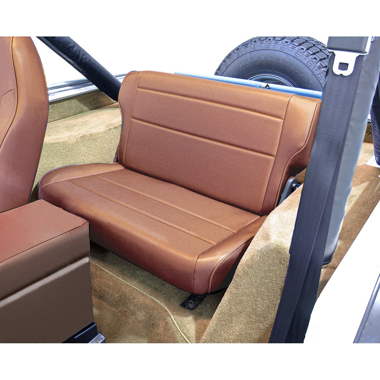 Rugged Ridge - Fold and Tumble Rear Seat, Tan; 76-95 Jeep CJ/Wrangler YJ - 13462.04