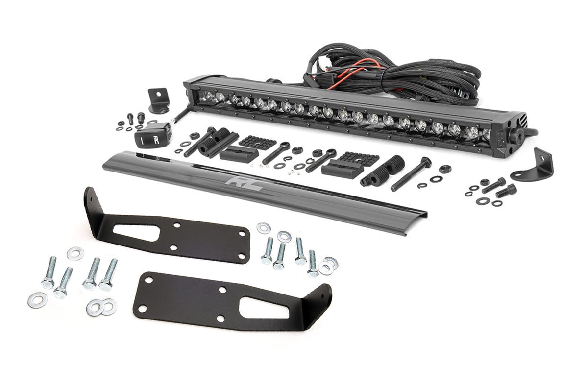 Rough Country - LED Light Kit - Bumper Mount - 20" Black Single Row - White DRL - Ram 2500 3500 (10-18) - 70568BLDRL