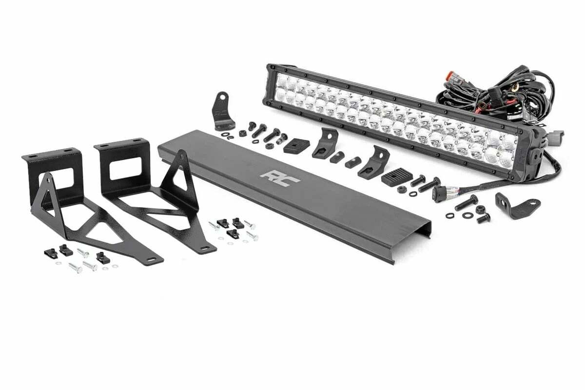 Rough Country - LED Light Kit - Bumper Mount - 20" Chrome Dual Row - White DRL - Ford Super Duty (05-07) - 70664DRL