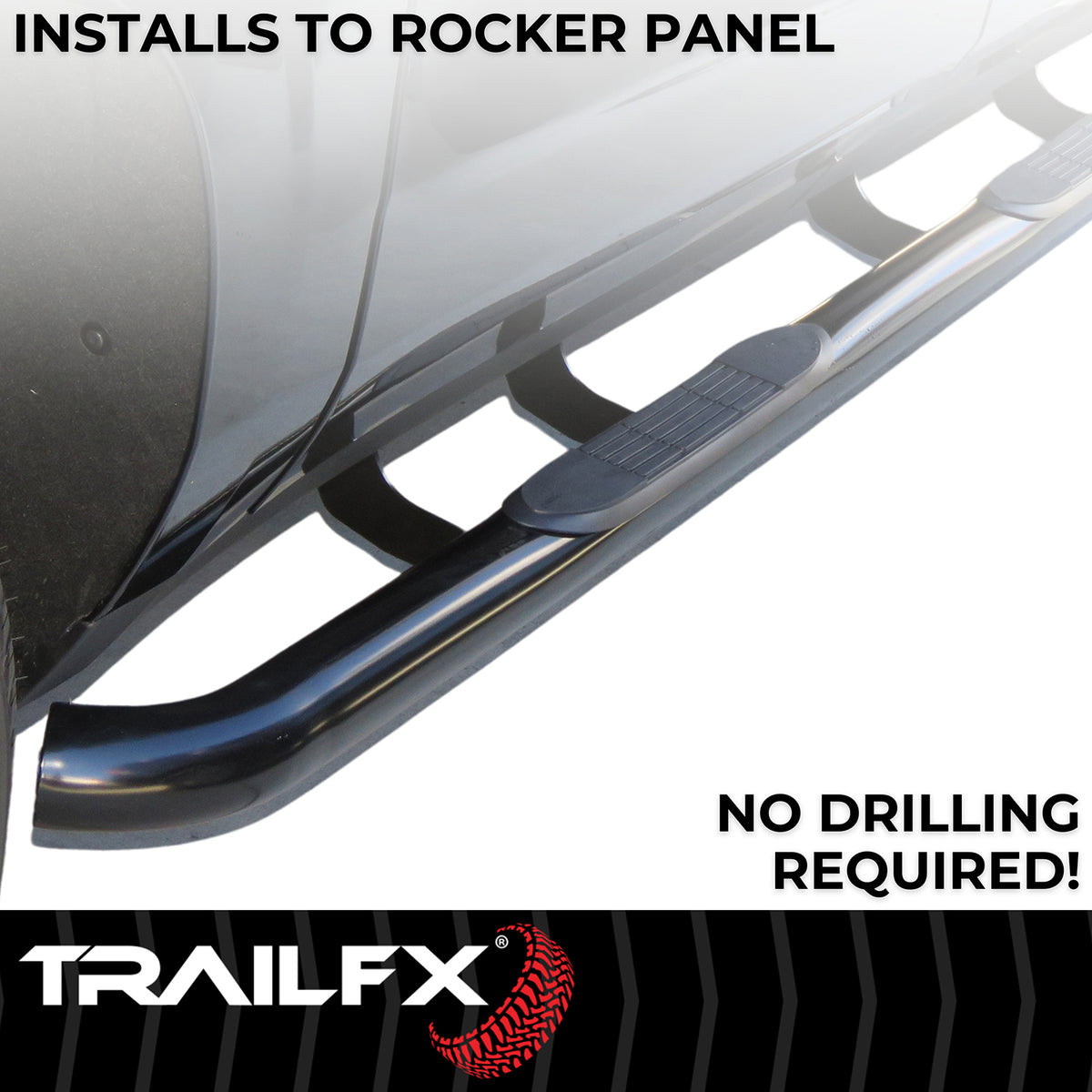 TrailFx - 3" Round Step Bar For GM Colorado/Canyon Crew- Black (1110134043)