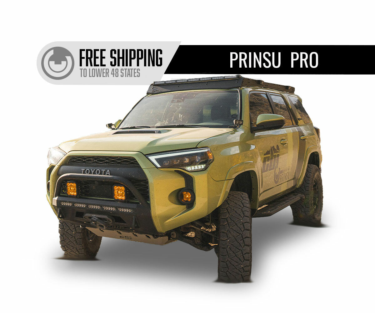 Prinsu - 5th Gen Toyota 4Runner Prinsu Pro Roof Rack Full Non-Drill / Cutout for 40" Light Bars - 400-002-011-002