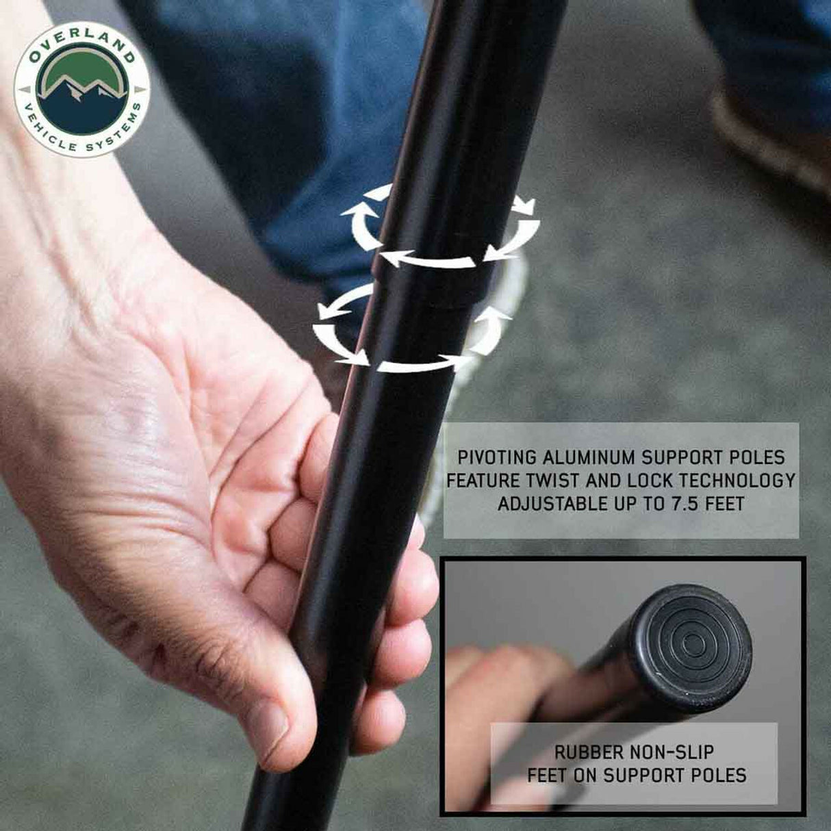 Overland Vehicle Systems - HD Nomadic 180 LTE - Awning, Grey Body, Green Trim and Black Travel Cover - 19609917