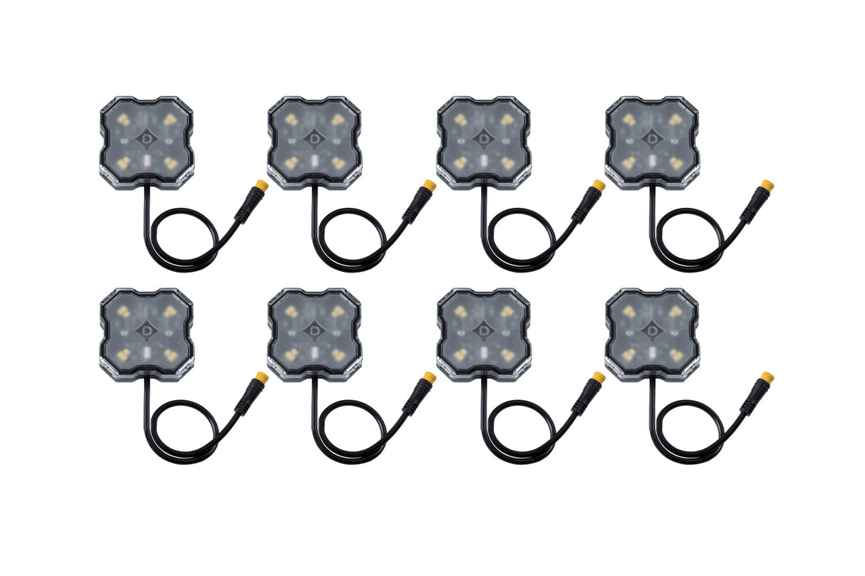 Diode Dynamics - Stage Series SXS Rock Light Installer Kit, RGBW M8 w/Controller (8-pack) - DD7753C
