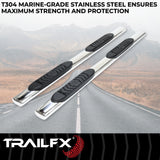 TrailFx - 5" Oval Straight Step Bar For Colorado/Canyon Crew-Stainless (A7052S)