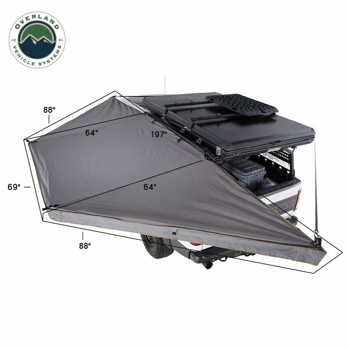 Overland Vehicle Systems - HD Nomadic 180 LTE - Awning, Grey Body, Green Trim and Black Travel Cover - 19609917