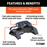 Curt - A16 5th Wheel Hitch, Select Silverado, Sierra 2500, 3500 HD, 8' Bed Puck System - 16091