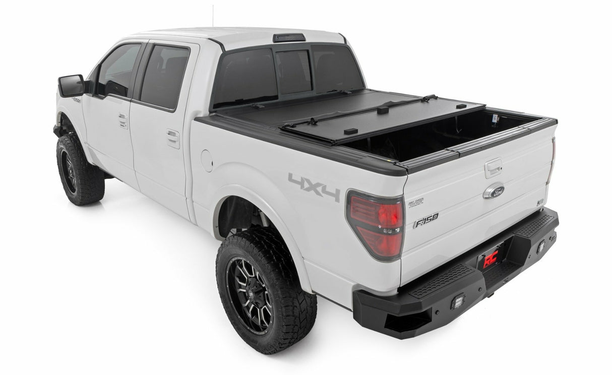 Rough Country - Hard Tri-Fold Flip Up Bed Cover - 6'7" Bed - Ford F-150 (04-14) - 49214650