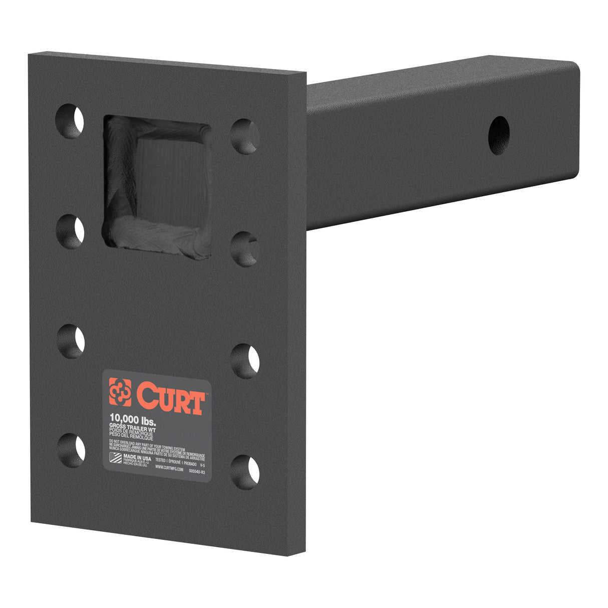 Curt - Adjustable Pintle Mount (2" Shank, 10,000 lbs., 7" High, 8" Long) - 48324