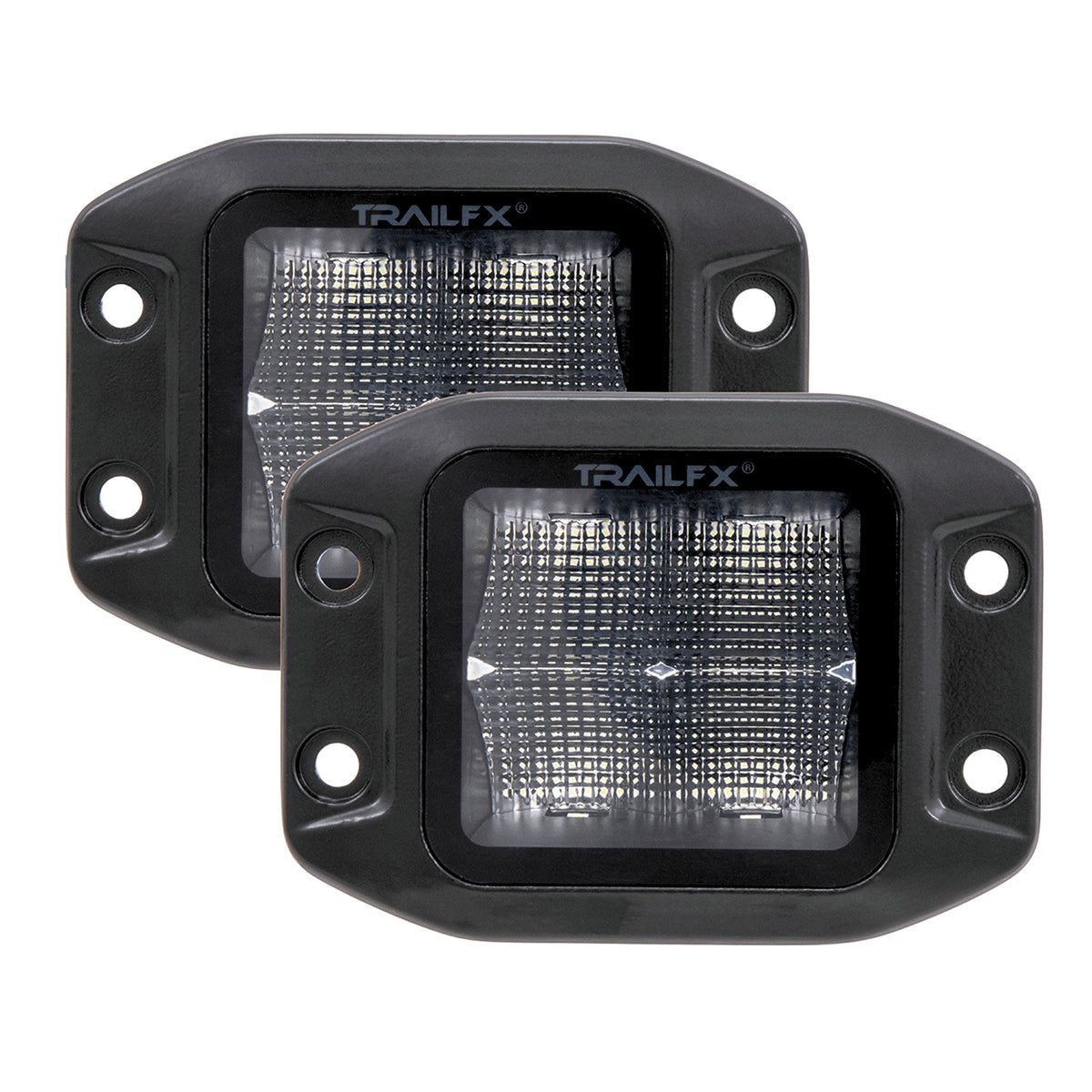 TrailFx - 3" LED Cube Flush Mount Lights- Black Edition Pair (2X2FMBKF2)