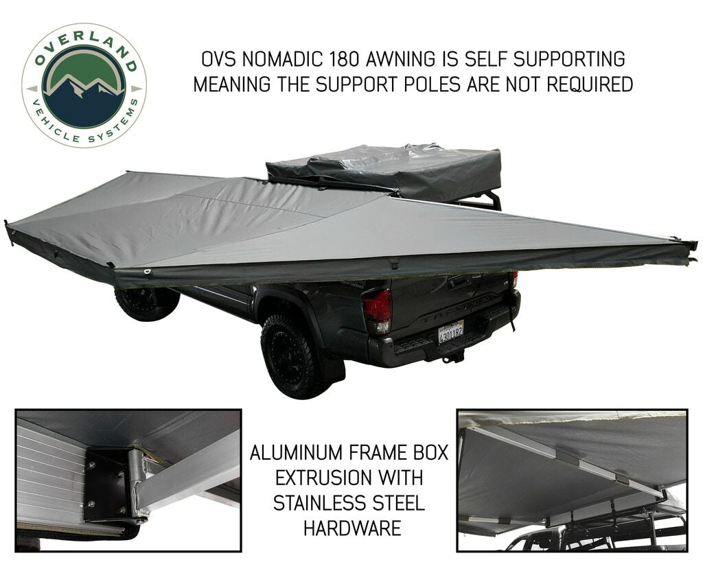 Overland Vehicle Systems - Nomadic Awning 270 Degree - Passenger Side Dark Gray Awning - 19529907