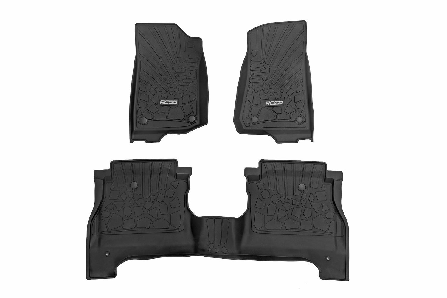 Rough Country - Flex-Fit Floor Mats - FR & RR - RR Lockable - Jeep Gladiator JT 4WD (2020-2024) - FF-61501