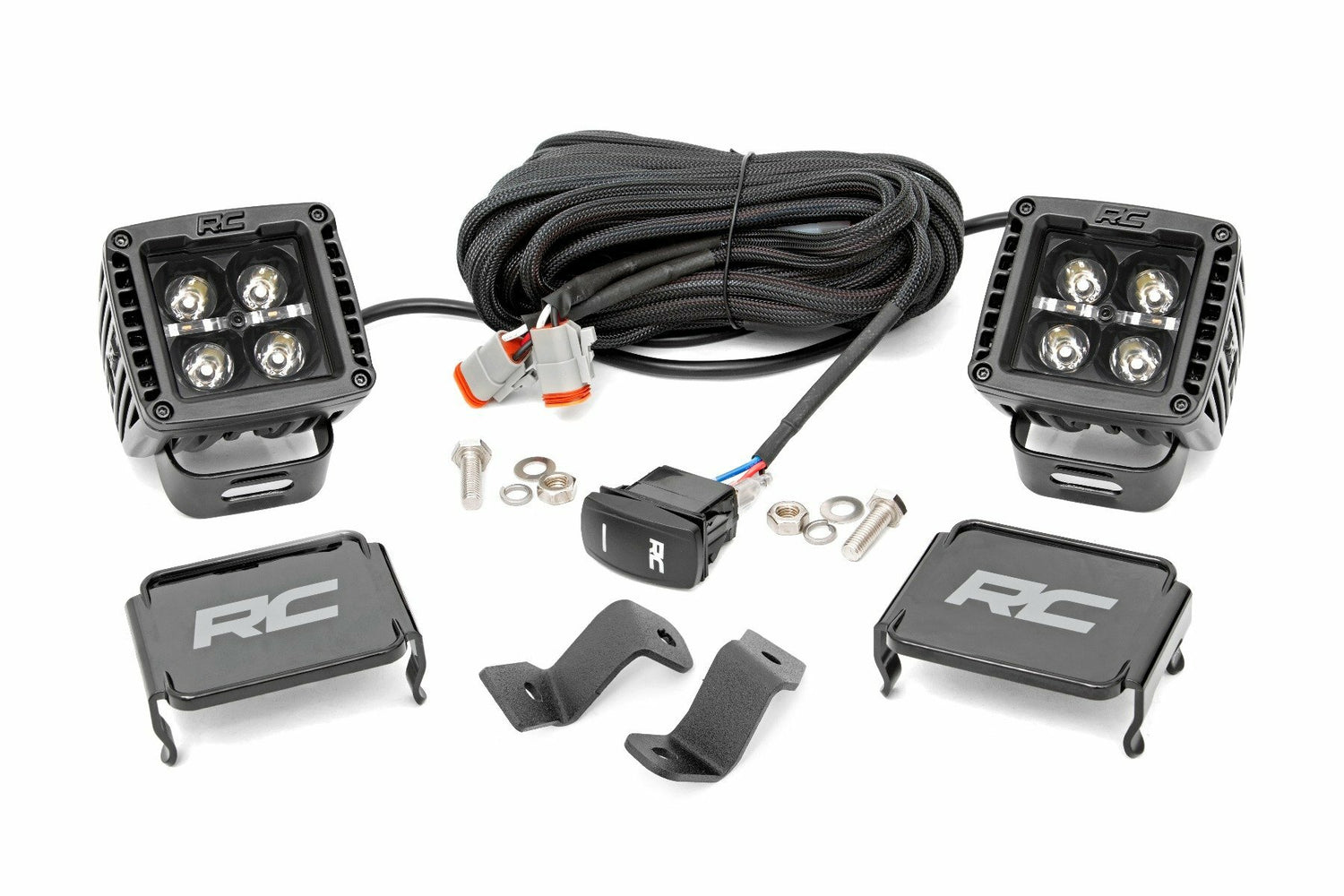 Rough Country - LED Light Pair - Ditch Mount - 2" Black DRL - Ford F-150 (15-23) F-150 Lightning (22-23) - 71031
