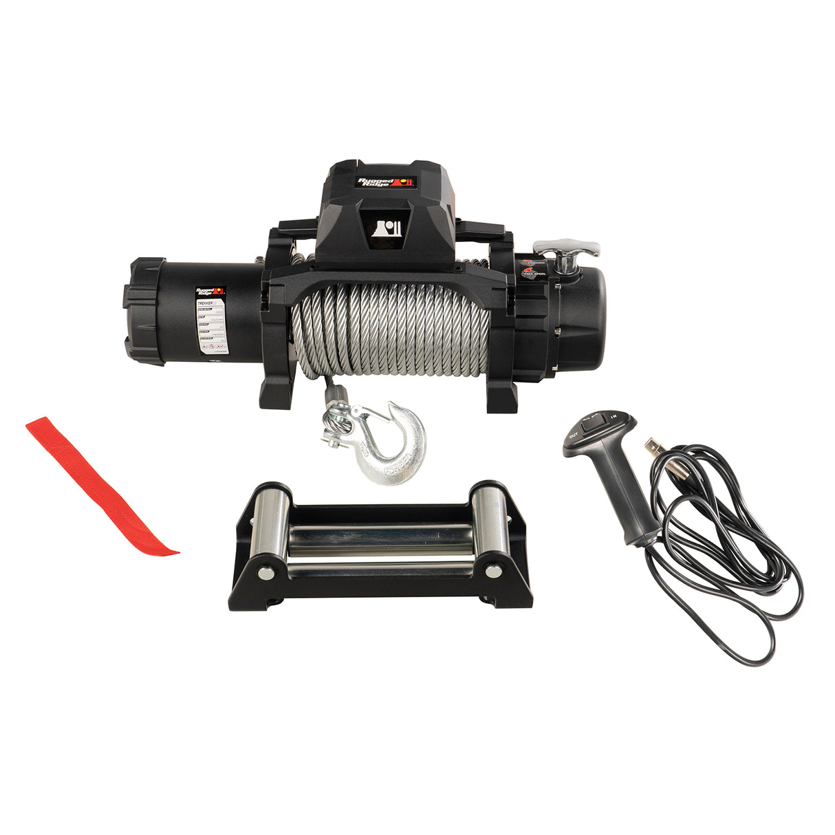 Rugged Ridge - Rugged Ridge 15100.24 Trekker Winch, 12,500 LBS, Cable, IP68 Waterproof, Wired Remote - 15100.24