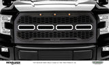T-Rex Grilles - 1 Pc Laser Cut Pattern Mild Steel Revolver Grille Replacement - Includes Optional Aluminum Accent Trim, Includes (3) Amber running lights, - 6515751