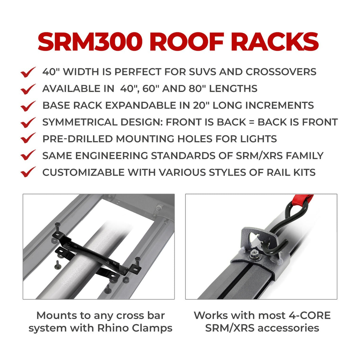 Go Rhino 5933041T - SRM300 - Hot Rod Rail Kit for 40" Long Rack - Textured Black