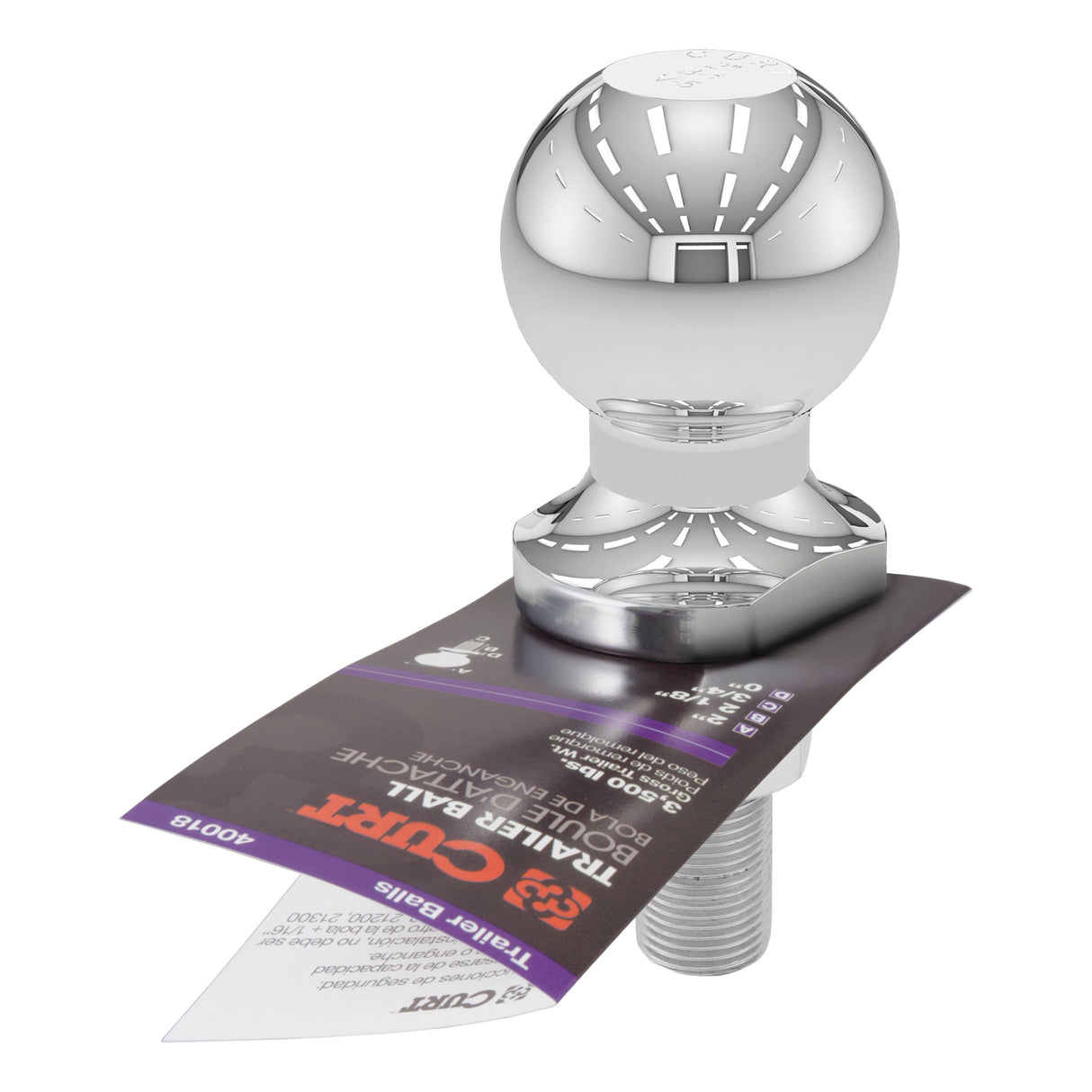 Curt - 2" Trailer Ball (3/4" x 2-1/8" Shank, 3,500 lbs., Chrome) - 40018
