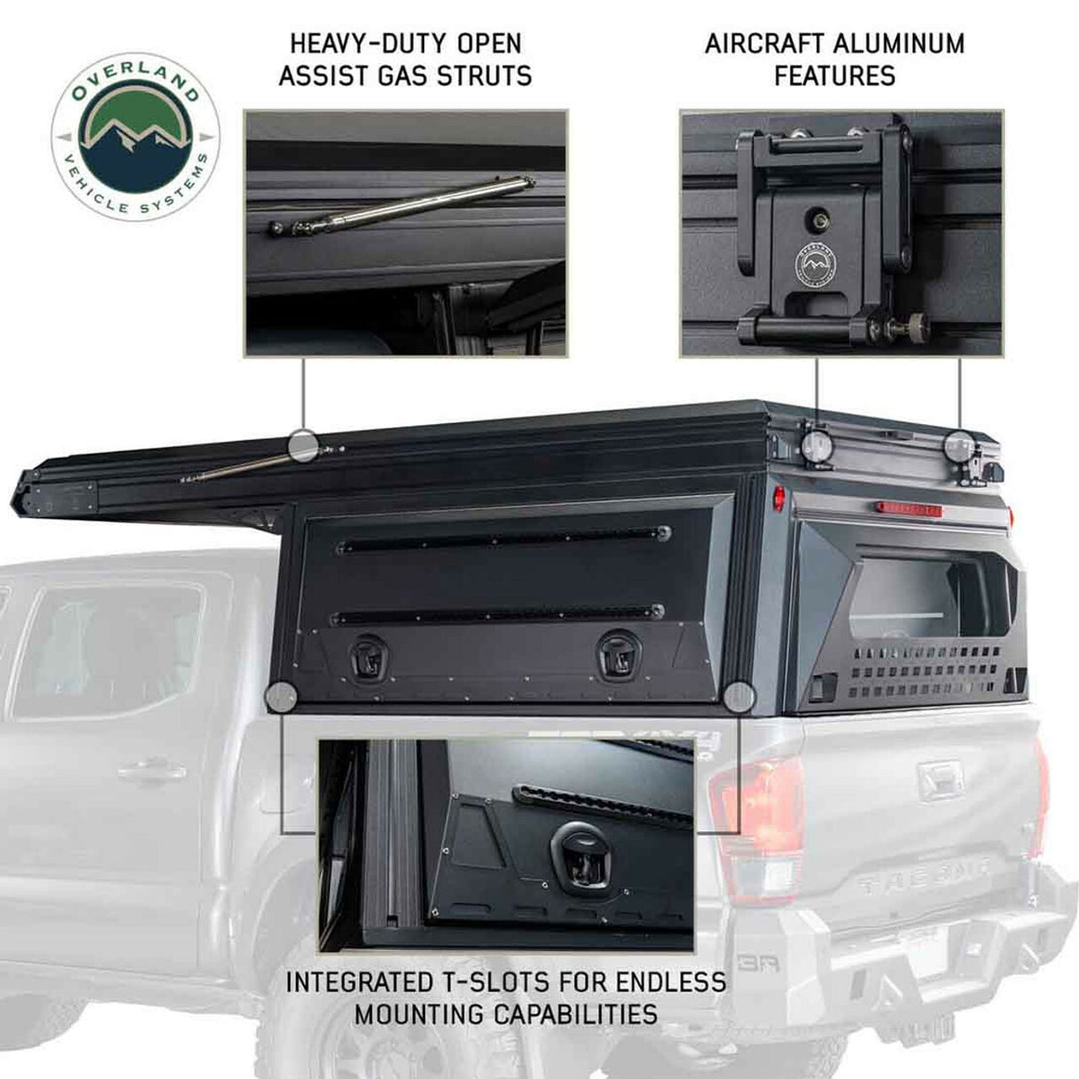 Overland Vehicle Systems - MagPak Camper W/Tent, Lights, Rear Molle Panel, Side Tie Downs, Front and Rear Windows 07-21 Toyota Tundra 5.5 Foot Bed - 70100102