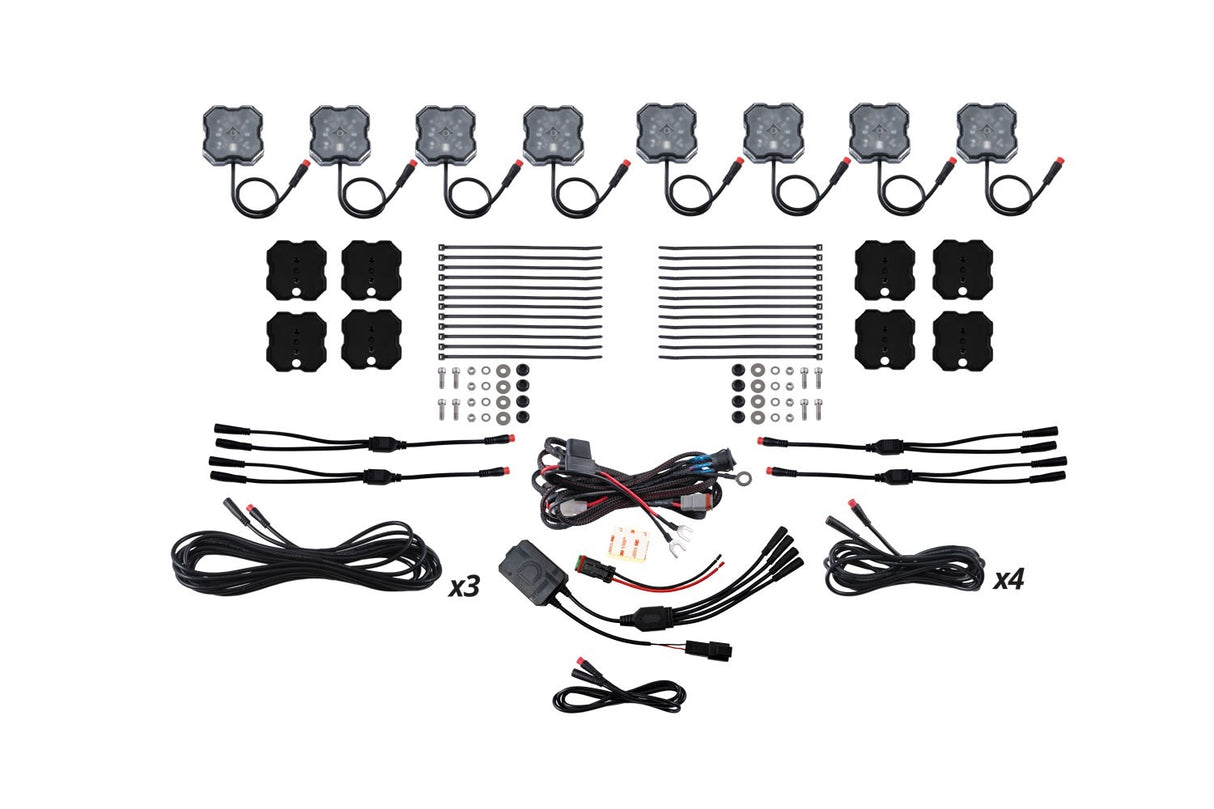 Diode Dynamics - RGBW Rock Light Installer Magnet Mount Kit w/Controller (8-pack) - DD7745C
