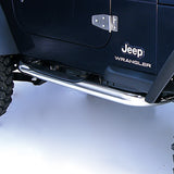 Rugged Ridge - Round Tube Side Steps, 3 Inch, Stainless Steel; 97-06 Jeep Wrangler TJ - 11593.04