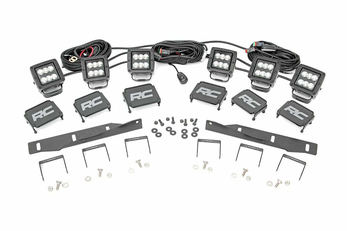 Rough Country - LED Light Kit - Fog Mount - Triple 2" Black Pair - Ford Raptor (17-20) - 70700