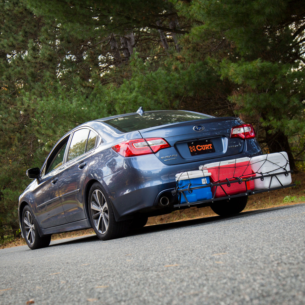 Curt - 48" x 20" Black Steel Basket Cargo Carrier (1-1/4", 2" Adapter, 500 lbs.) - 18145