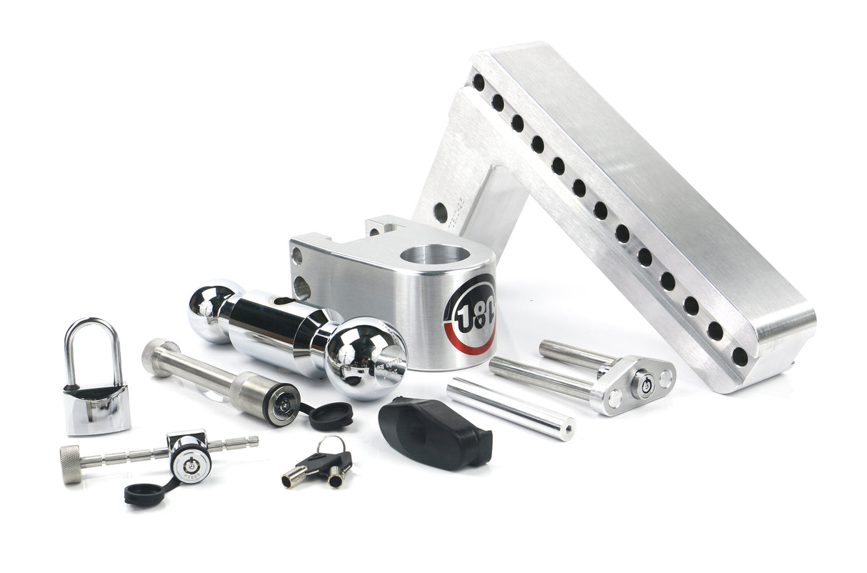 180 Hitch Chrome Ball 10" Drop Hitch with 2.5" Shank Keyed Alike WS05, WS11, WS12 Included - CTB10-2.5-SET