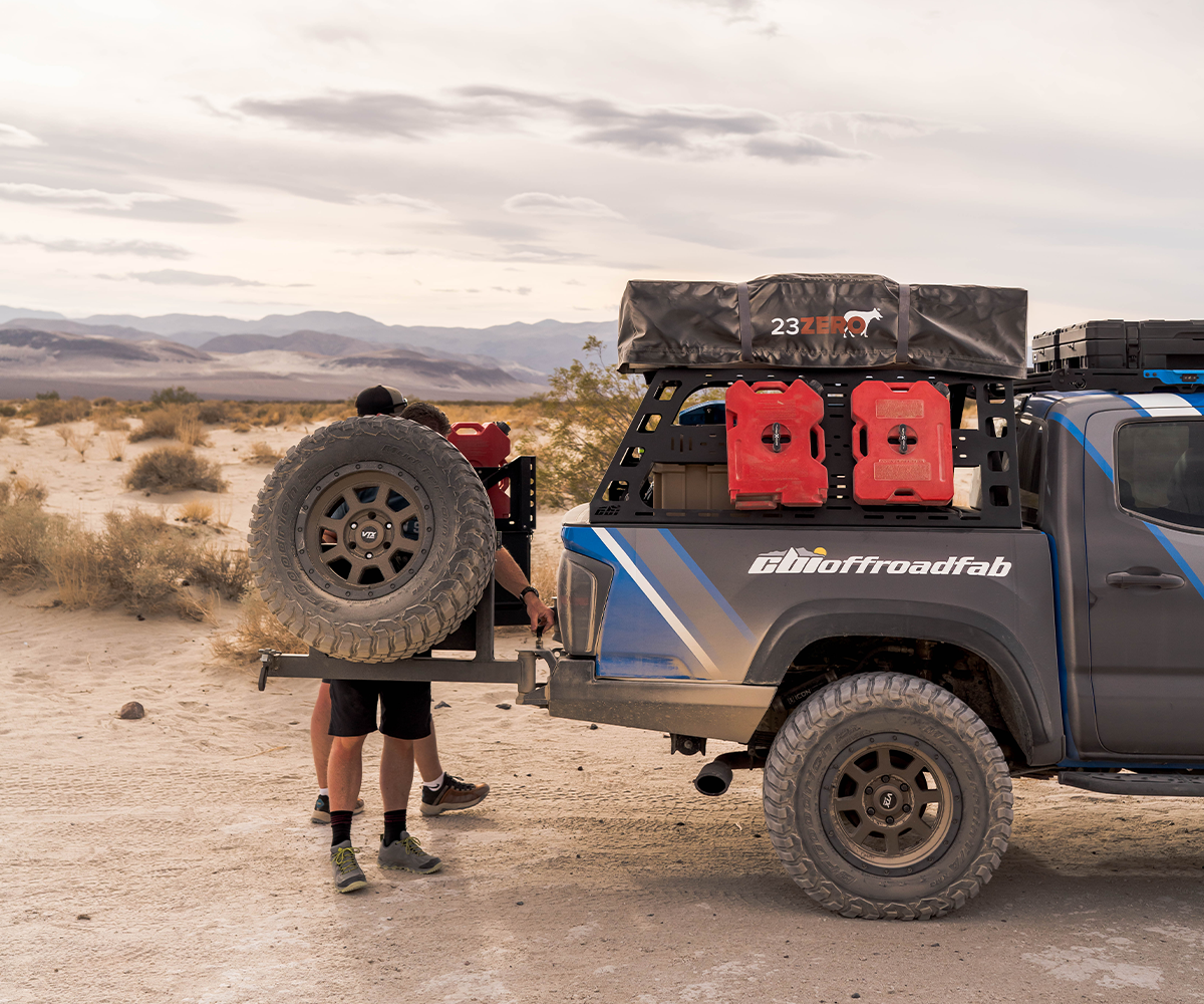 CBI - 3rd Gen Toyota Tacoma High Clearance Rear Bumper / Dual Swing Arm / Angled Tire Carrier / Bare Metal - 200-000-010-104