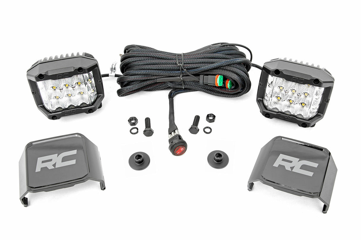 Rough Country - LED Light Kit - Ditch Mount - 2" Chrome Pair - Wide - Ford Bronco (21-23) - 71050