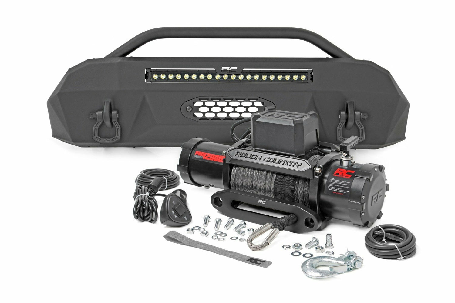 Rough Country - Front Bumper - Hybrid - 20" Blk DRL LED - Toyota Tacoma 4WD (2016-2023) - 10727