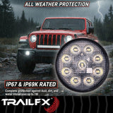 TrailFx - 4" Round LED Light w/Flashing Func- Single (4RNDWLAMF1)