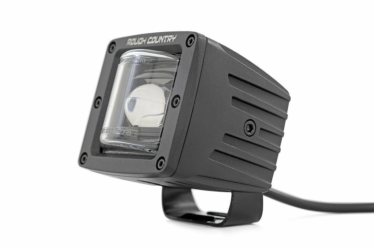 Rough Country - Black Series LED Light Pair - 2 Inch - SAE Fog - Yellow - 70907A