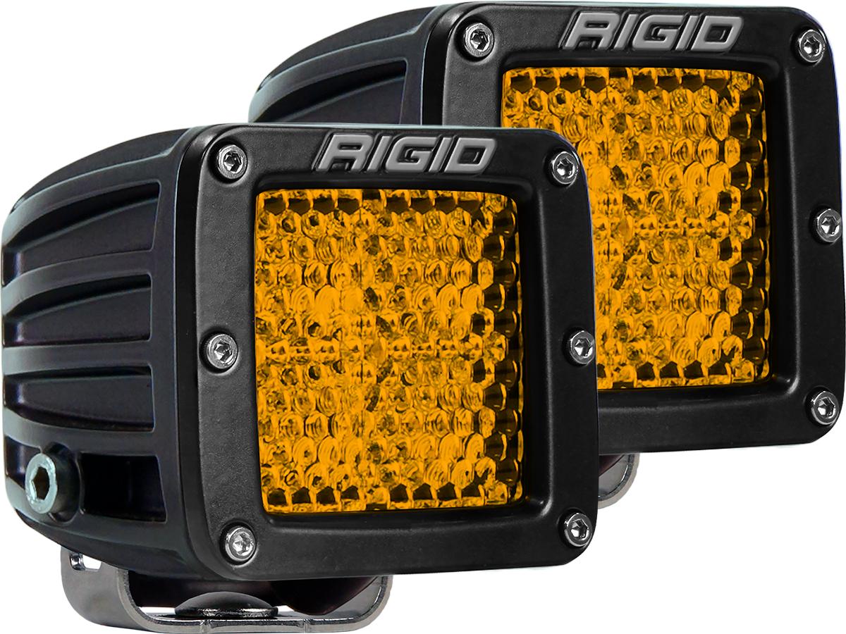 RIGID D-Series Rear Facing Light, High/Low, Amber, Diffused, Surface Mount, Pair
