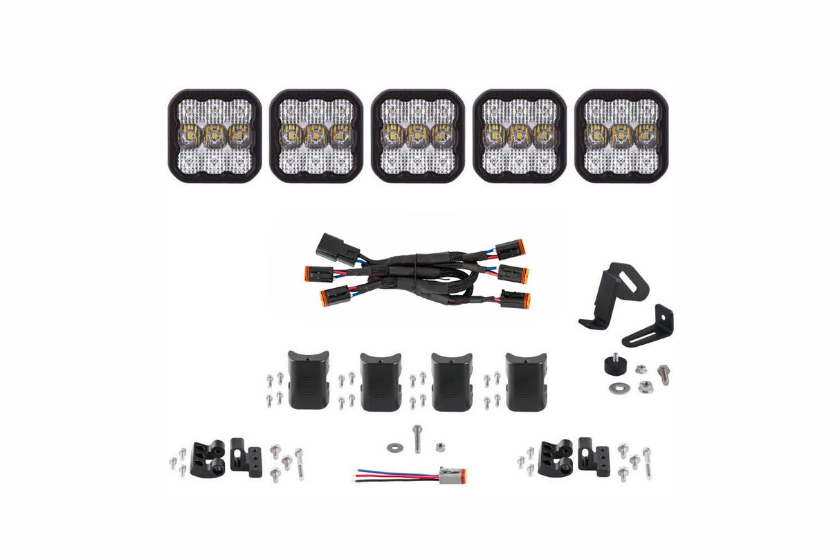 Diode Dynamics - SS5 Sport Universal CrossLink 5-Pod Lightbar White Combo - DD6796