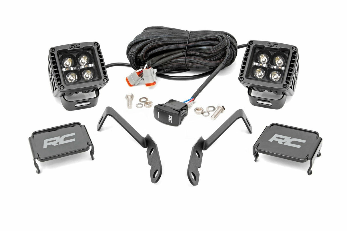 Rough Country - LED Light - Ditch Mount - 2" Black Pair - White DRL - Chevy 1500 (2007-2013) - 71060