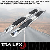 TrailFx - 6" Oval Straight Step Bar For GM Silverado/Sierra Crew- Stainless (A8255S)