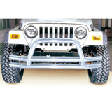 Rugged Ridge - Double Tube Front Bumper, 3 Inch, Stainless Steel; 76-06 Jeep Models - 11563.01