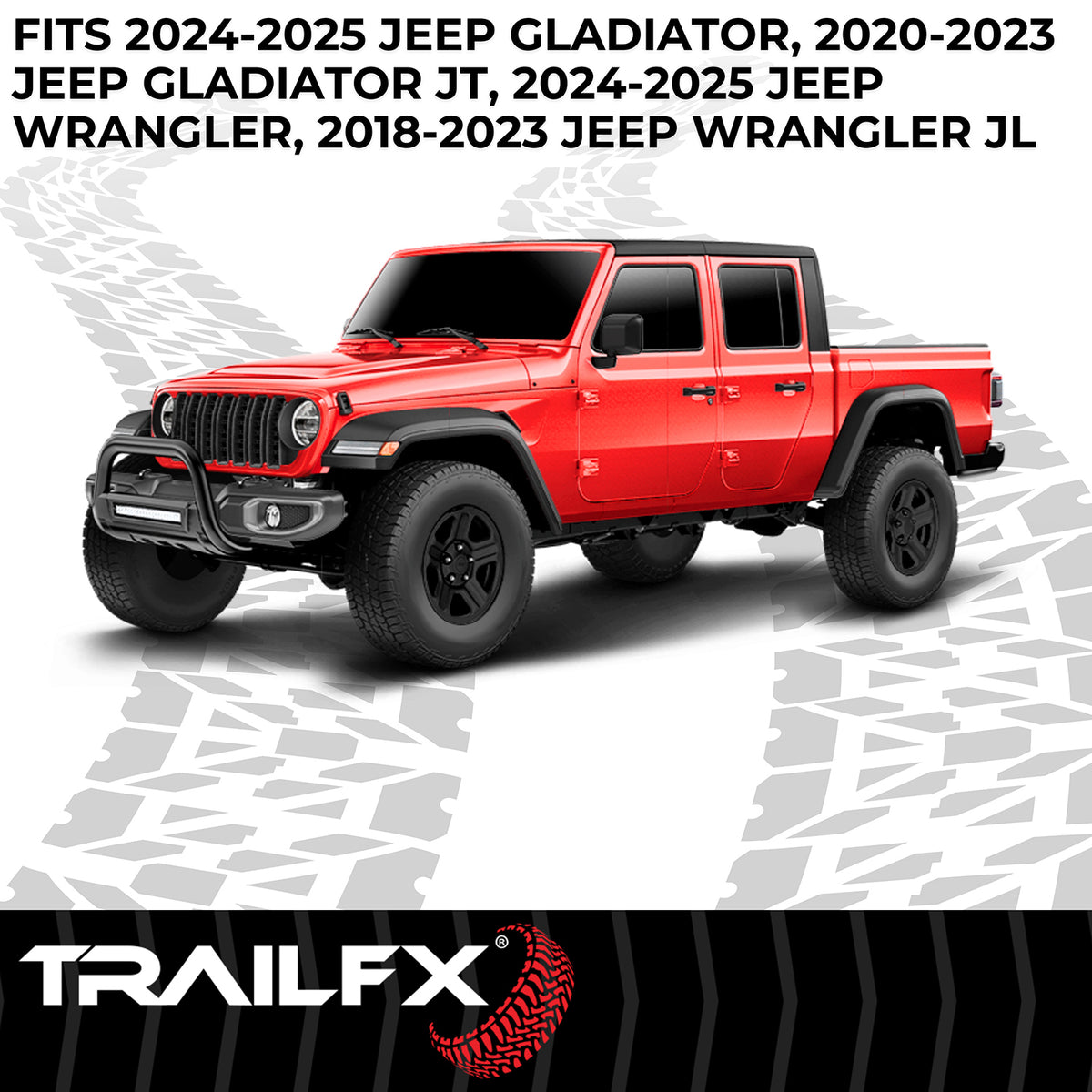 TrailFx - 3.5" Oval Bull Bar w/Light Option For Jeep Gladiator/Wrangler JL- Stainless (B1613T)