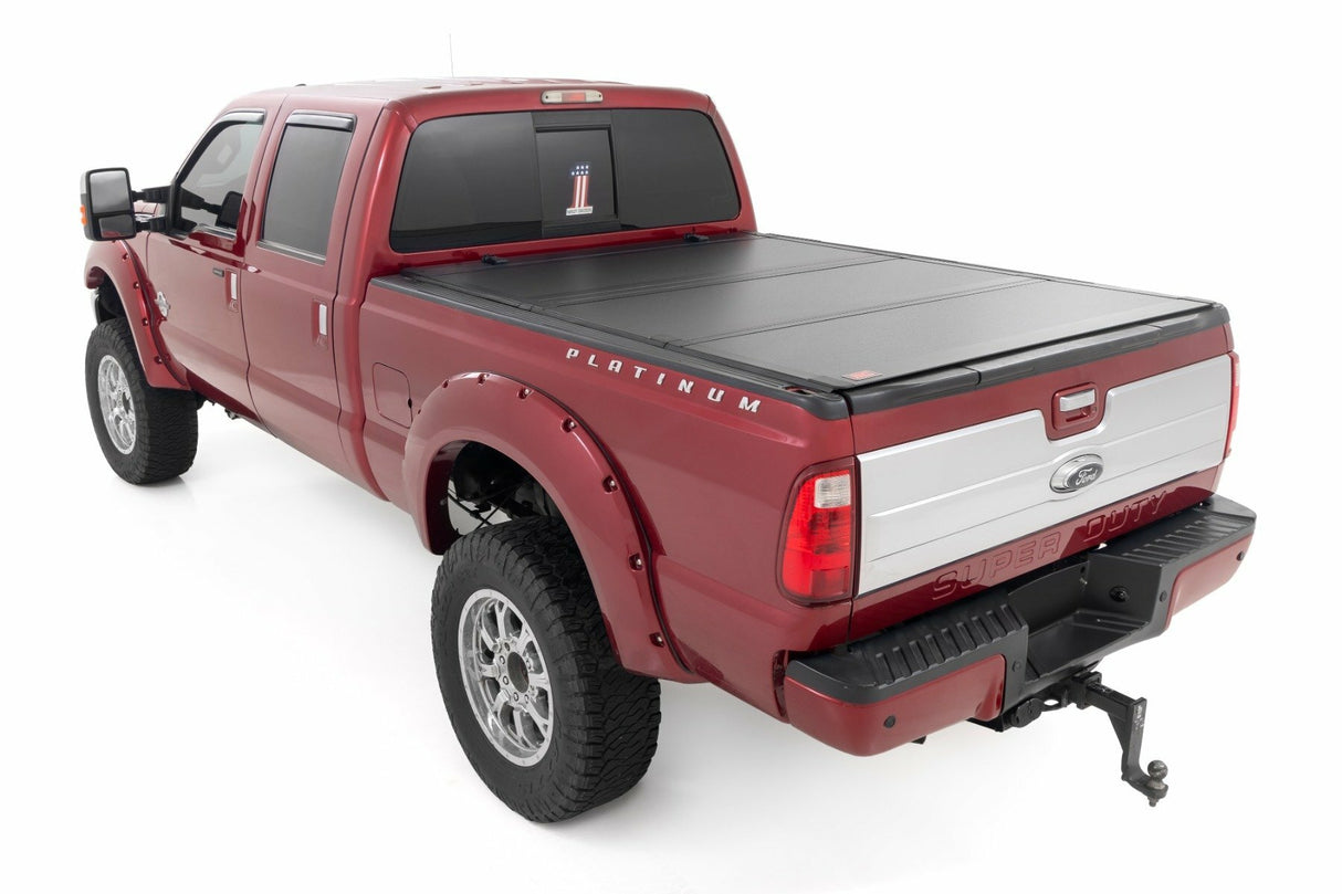 Rough Country - Hard Tri-Fold Flip Up Bed Cover - 6'10" Bed - Ford Super Duty (08-16) - 49214651