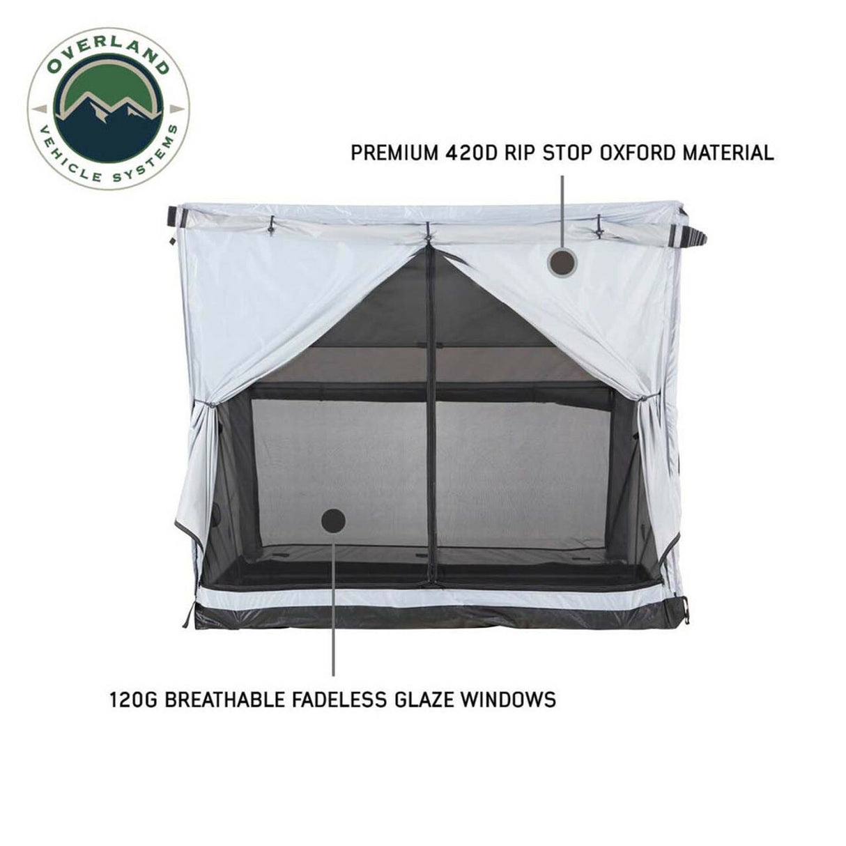Overland Vehicle Systems - LD P.S.T. - Portable Safari Ground Tent Large, Grey Body and Grey Trim - 18252520