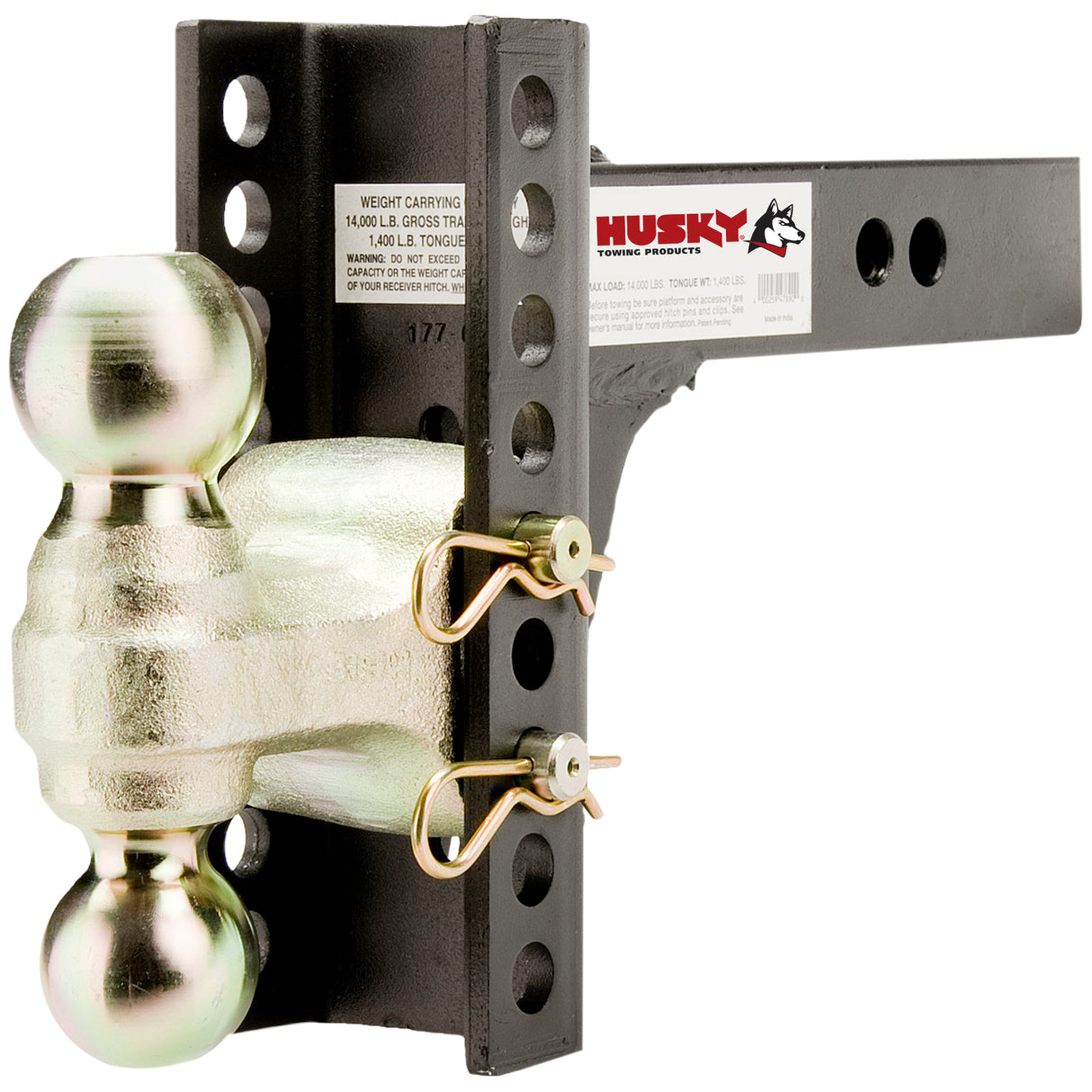 Husky Towing - 33104 For 2" Recvr 14K Gross Wt Adjust Drop Or Rise Dual Hitch Ball