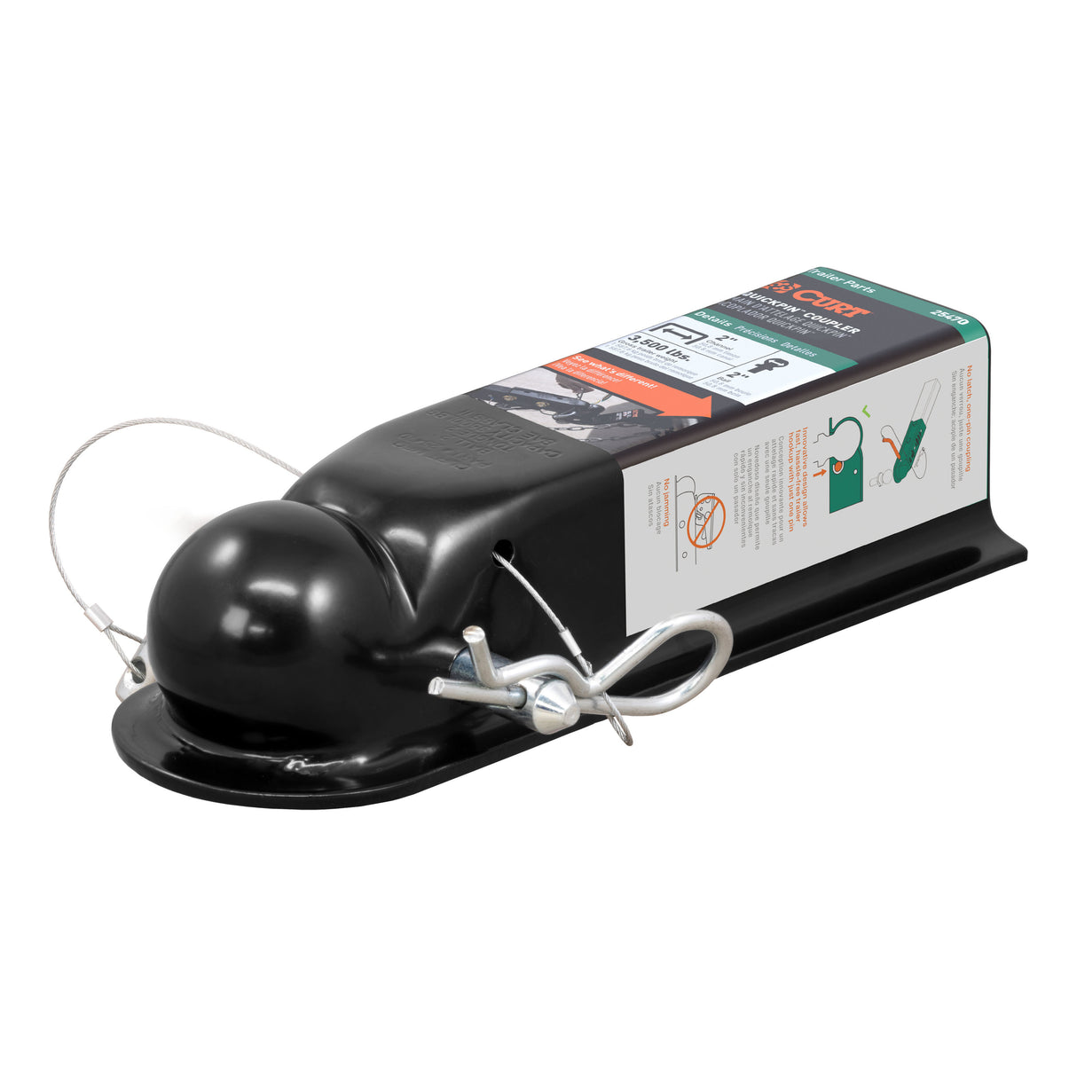 Curt - QuickPin No-Latch 2" Trailer Coupler (2" Channel, 3,500 lbs) - 25470