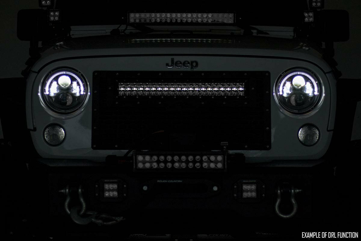 Rough Country - Mesh Grille - 30" Dual Row LED - Black - Amber DRL - GMC Sierra 1500 (14-15) - 70190BDA