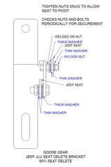 Jeep Wrangler 2018-2023 JLU 4 Door - 60% Seat Delete Bracket